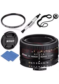 Nikon 50mm 1.8d Af Nikkor Lens For Digital Slr Camera + Lens Caps & More