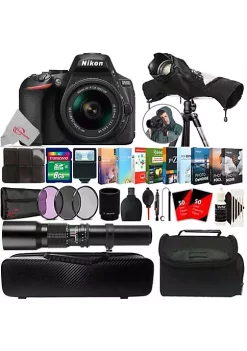 Nikon D5600 24.2mp Dslr Camera + 18-55mm + 500mm Lens + 2x Converter + T-mount + Filter Kit + 8gb Memory Card + Card Holder + Reader + Lens Pen + Dust Blower + Editing Software Bundle + Camera & Lens Case + 100 Lens Tissue + Raincover + 3pc Cleaning Kit