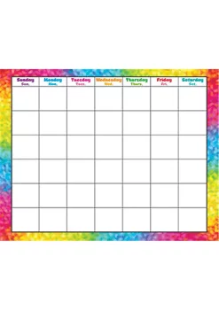 TREND ENTERPRISES INC Inc. T-27011 Colorful Brush Strokes Monthly Wipe Off Calendar