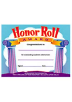 TREND ENTERPRISES INC T-2959 Certificate Honor Roll Award-30/Pk 8-1/2 X 11