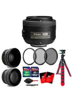 Nikon Af-s Dx Nikkor 35mm F/1.8g Lens With Top Accessory Kit For Dslr Cameras
