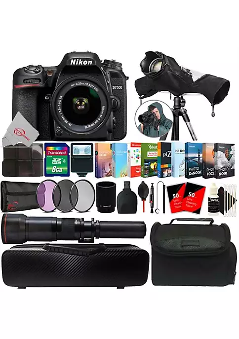 Nikon D7500 20.9mp Dslr Camera + 18-55mm + 650-1300mm Lens + 2x Converter + T-mount + Filter Kit + 8gb Memory Card + Card Holder + Reader + Lens Pen + Dust Blower + Editing Software Bundle + Camera & Lens Case + 100 Lens Tissue + Raincover + 3pc Cleaning 8 Nikon D7500 20.9mp Dslr Camera + 18-55mm + 650-1300mm Lens + 2x Converter + T-mount + Filter Kit + 8gb Memory Card + Card Holder + Reader + Lens Pen + Dust Blower + Editing Software Bundle + Camera & Lens Case + 100 Lens Tissue + Raincover + 3pc Cleaning - Image 6
