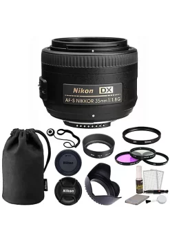 Nikon Af-s Dx Nikkor 35mm F/1.8g Lens With Accessories For Digital Slr Cameras